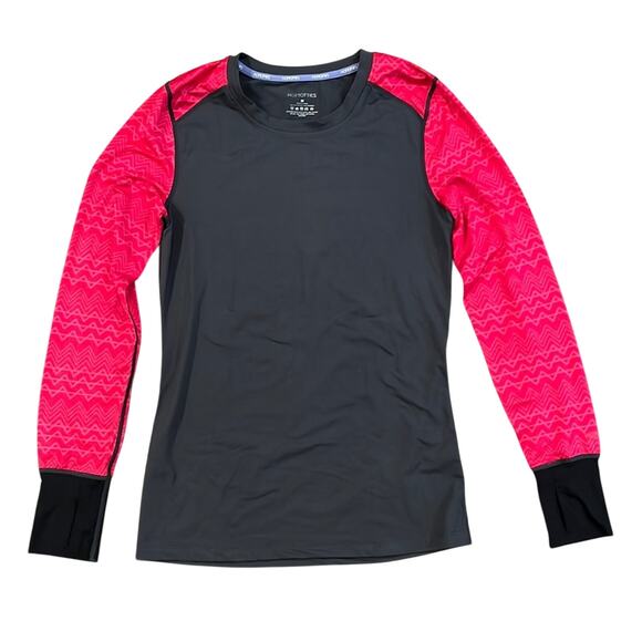 HOTTOTTIES Grey Bright Pink Base Layer Long Sleeve Shirt Medium - Picture 1 of 6